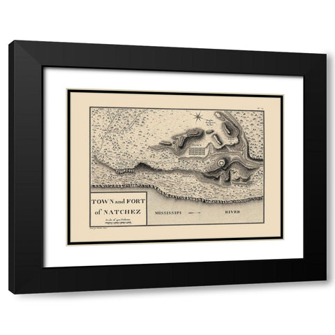 Natchez Mississippi - Collot 1796 Black Modern Wood Framed Art Print with Double Matting by Collot