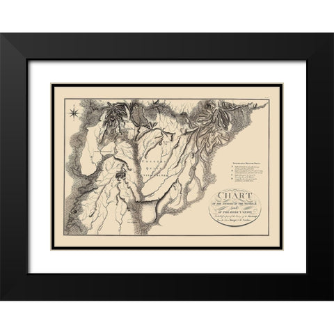 Mobile Yazoo River Source - Collot 1796 Black Modern Wood Framed Art Print with Double Matting by Collot
