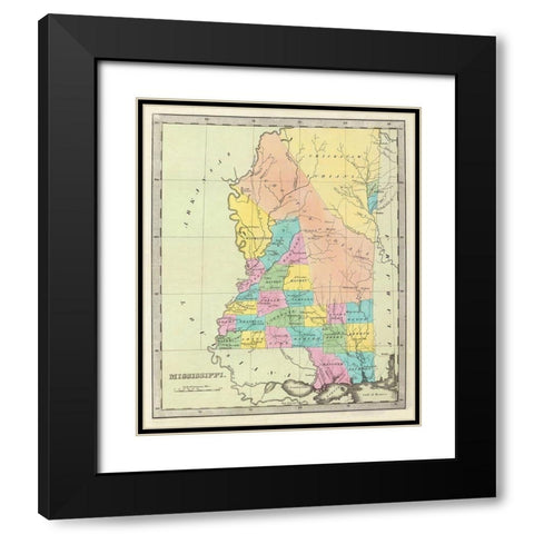 Mississippi - Burr 1835 Black Modern Wood Framed Art Print with Double Matting by Burr