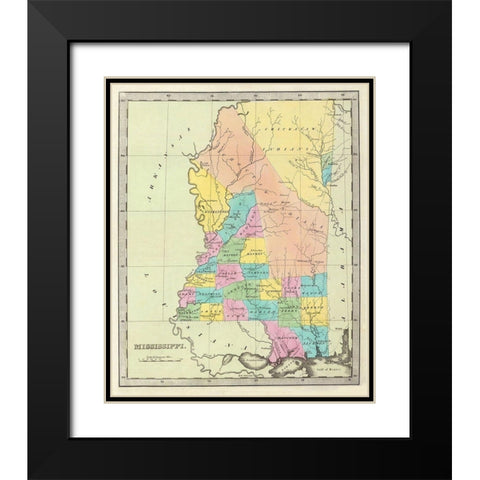 Mississippi - Burr 1835 Black Modern Wood Framed Art Print with Double Matting by Burr