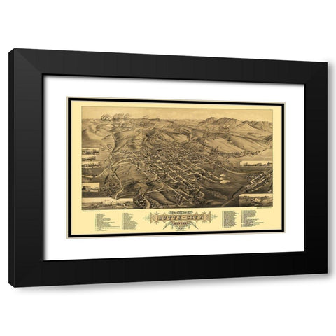 Butte Montana - Stoner 1884 Black Modern Wood Framed Art Print with Double Matting by Stoner
