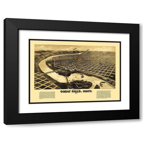 Great Falls Montana - American Pub Co 1884 Black Modern Wood Framed Art Print with Double Matting by American Pub Co