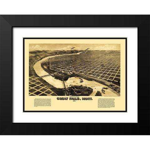 Great Falls Montana - American Pub Co 1884 Black Modern Wood Framed Art Print with Double Matting by American Pub Co