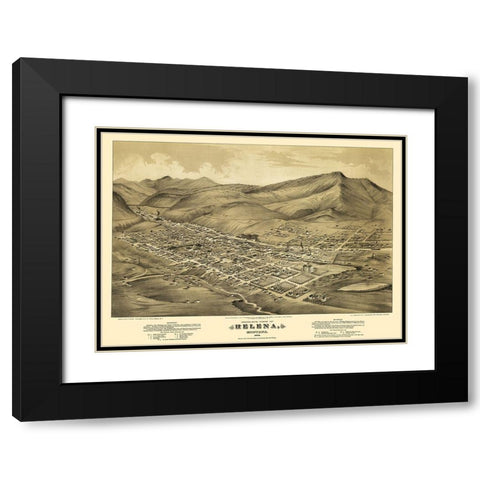 Helena Montana - Wells 1875 Black Modern Wood Framed Art Print with Double Matting by Wells