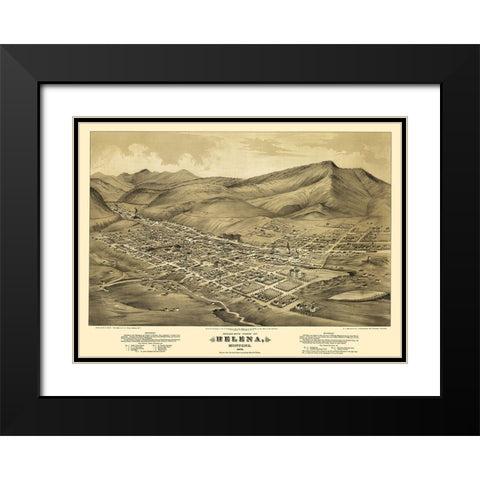 Helena Montana - Wells 1875 Black Modern Wood Framed Art Print with Double Matting by Wells