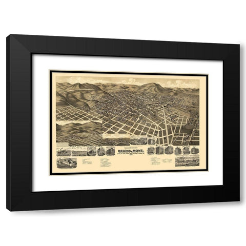 Helena Montana - American Pub Co 1890 Black Modern Wood Framed Art Print with Double Matting by American Pub Co