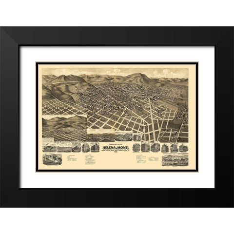 Helena Montana - American Pub Co 1890 Black Modern Wood Framed Art Print with Double Matting by American Pub Co