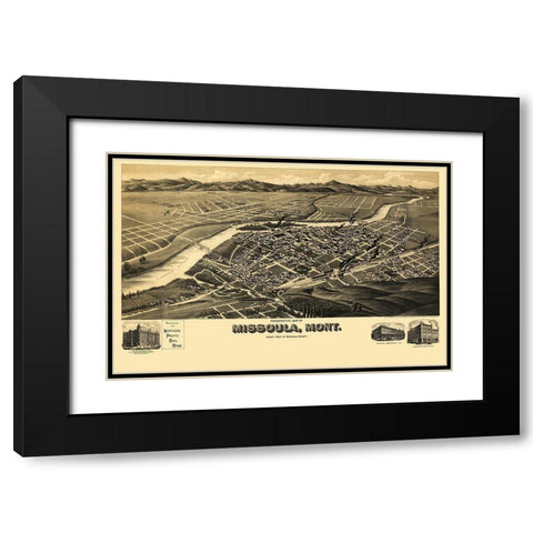 Missoula Montana - American Pub Co 1891 Black Modern Wood Framed Art Print with Double Matting by American Pub Co