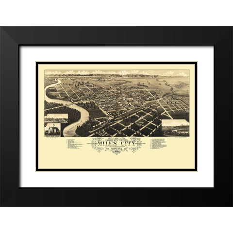 Miles City Montana - Stoner 1883 Black Modern Wood Framed Art Print with Double Matting by Stoner