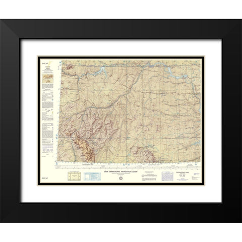 Yellowstone River Montana Aeronautical Sheet Black Modern Wood Framed Art Print with Double Matting by USAF