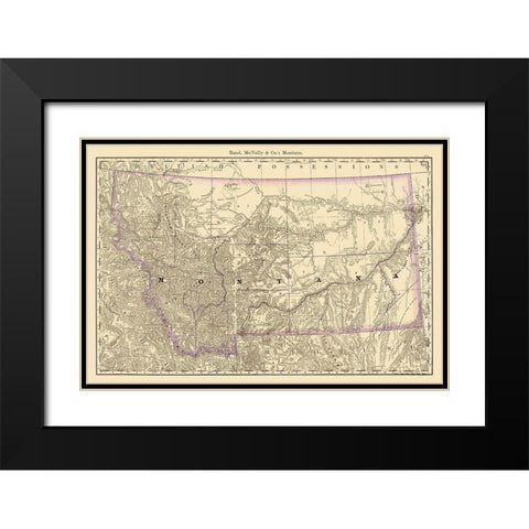 Montana - Rand McNally 1879 Black Modern Wood Framed Art Print with Double Matting by Rand McNally
