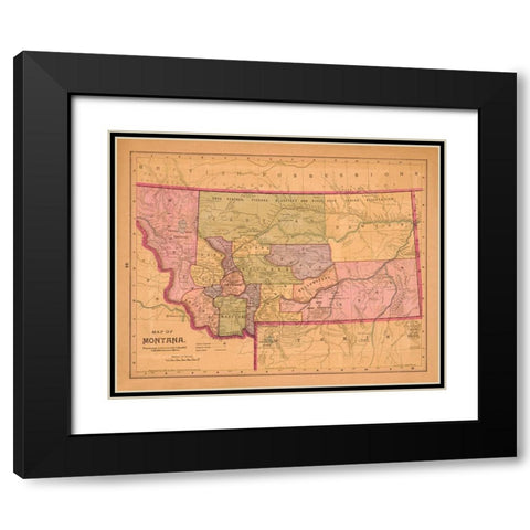 Montana - Crowell 1890  Black Modern Wood Framed Art Print with Double Matting by Crowell
