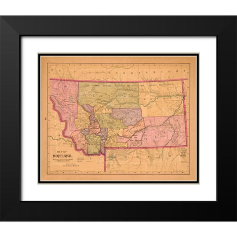 Montana - Crowell 1890  Black Modern Wood Framed Art Print with Double Matting by Crowell
