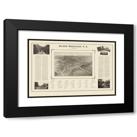 Black Mountain North Carolina - Fowler 1912 Black Modern Wood Framed Art Print with Double Matting by Fowler