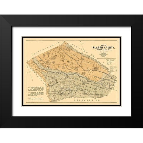 Bladen County North Carolina - Mc Duffie 1885  Black Modern Wood Framed Art Print with Double Matting by Mc Duffie