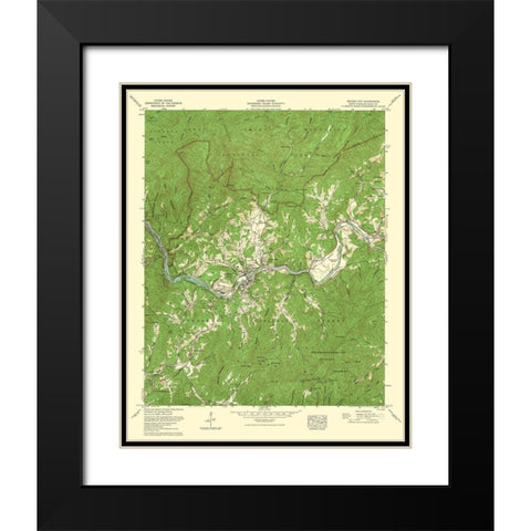 Bryson City North Carolina Quad - USGS 1935 Black Modern Wood Framed Art Print with Double Matting by USGS