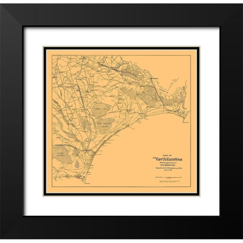 Cape Lookout to Cape Fear, North Carolina 1864 Black Modern Wood Framed Art Print with Double Matting by USCS