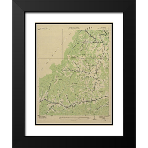 Dellwood North Carolina Quad - USGS 1935 Black Modern Wood Framed Art Print with Double Matting by USGS