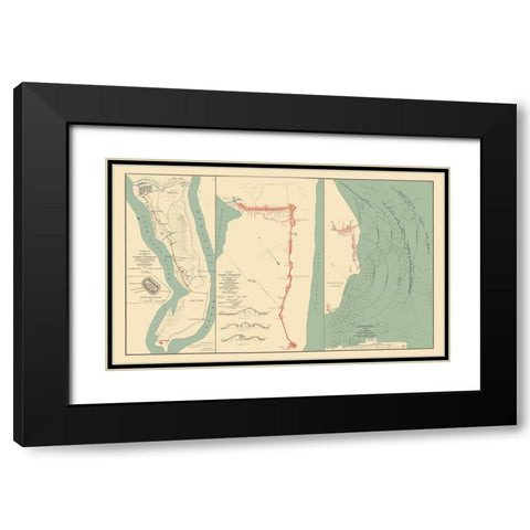 Fort Fisher Battle North Carolina - Comstock 1893 Black Modern Wood Framed Art Print with Double Matting by Comstock