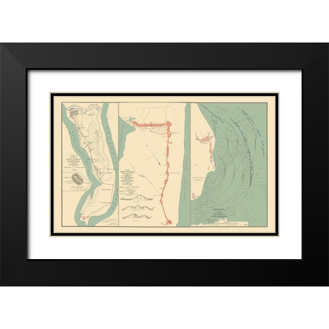 Fort Fisher Battle North Carolina - Comstock 1893 Black Modern Wood Framed Art Print with Double Matting by Comstock