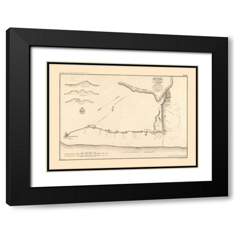 Fort Fisher North Carolina - Comstock 1865  Black Modern Wood Framed Art Print with Double Matting by Comstock