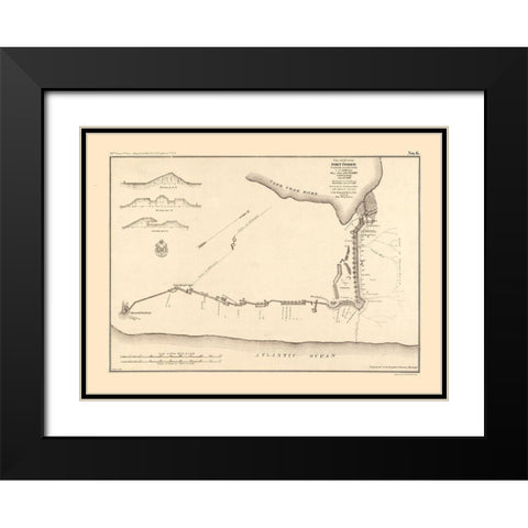 Fort Fisher North Carolina - Comstock 1865  Black Modern Wood Framed Art Print with Double Matting by Comstock