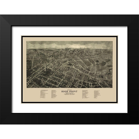 High Point North Carolina - Hart 1913 Black Modern Wood Framed Art Print with Double Matting by Hart