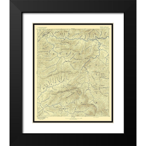 Nantahalah North Carolina Quad - USGS 1892 Black Modern Wood Framed Art Print with Double Matting by USGS