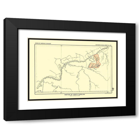 North Carolina - Portion - Hoen 1896 Black Modern Wood Framed Art Print with Double Matting by Hoen