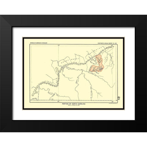 North Carolina - Portion - Hoen 1896 Black Modern Wood Framed Art Print with Double Matting by Hoen