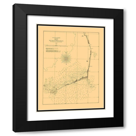 Oregon Inlet To Ocracoke Inlet - USCS 1861 Black Modern Wood Framed Art Print with Double Matting by USCS