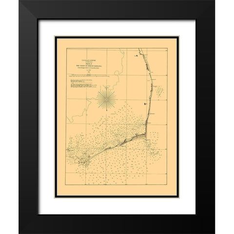 Oregon Inlet To Ocracoke Inlet - USCS 1861 Black Modern Wood Framed Art Print with Double Matting by USCS