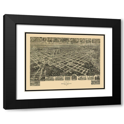 Rocky Mount North Carolina - Fowler 1907 Black Modern Wood Framed Art Print with Double Matting by Fowler