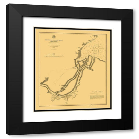 Roanoke River Mouth - USCS 1864 Black Modern Wood Framed Art Print with Double Matting by USCS
