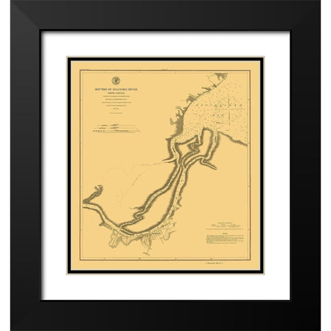 Roanoke River Mouth - USCS 1864 Black Modern Wood Framed Art Print with Double Matting by USCS