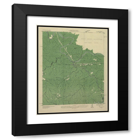 Tapoco North Carolina Tennessee Quad - USGS 1935 Black Modern Wood Framed Art Print with Double Matting by USGS