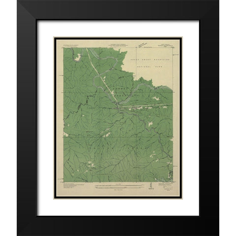 Tapoco North Carolina Tennessee Quad - USGS 1935 Black Modern Wood Framed Art Print with Double Matting by USGS