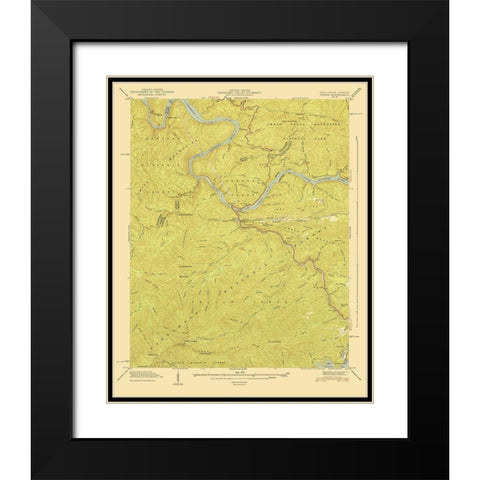 Tapoco North Carolina Tennessee Quad - USGS 1940 Black Modern Wood Framed Art Print with Double Matting by USGS