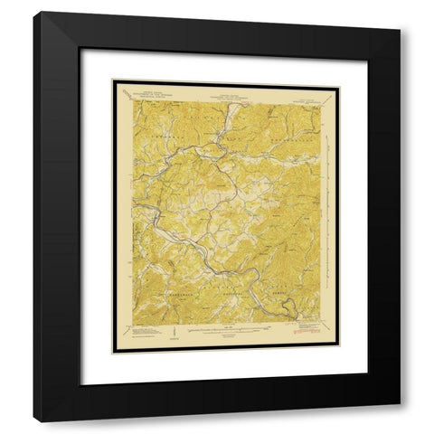 Whittier North Carolina Quad - USGS 1935 Black Modern Wood Framed Art Print with Double Matting by USGS