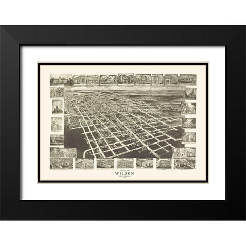 Wilson North Carolina - Fowler 1908 Black Modern Wood Framed Art Print with Double Matting by Fowler