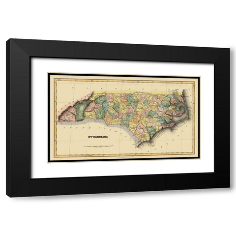 North Carolina - Lucas 1823 Black Modern Wood Framed Art Print with Double Matting by Lucas
