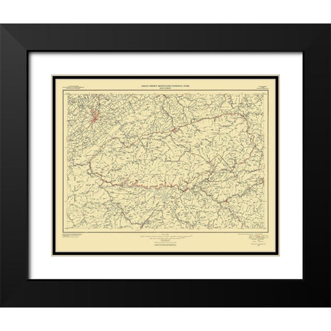 Great Smoky Mountains National Park Quad Black Modern Wood Framed Art Print with Double Matting by USGS