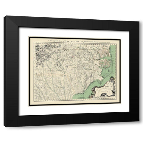 North Carolina - Bayly 1770 Black Modern Wood Framed Art Print with Double Matting by Bayly