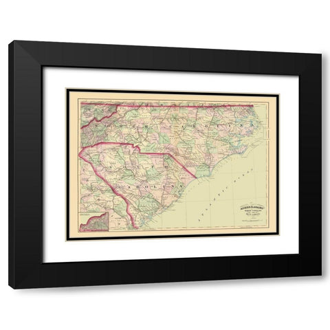 North Carolina, South Carolina - Asher 1872 Black Modern Wood Framed Art Print with Double Matting by Asher