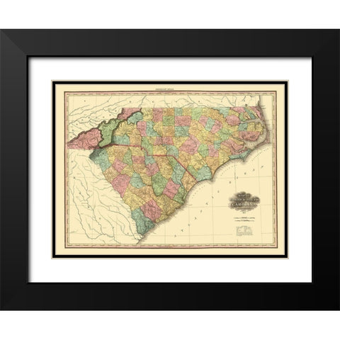 North Carolina, South Carolina - Tanner 1825 Black Modern Wood Framed Art Print with Double Matting by Tanner