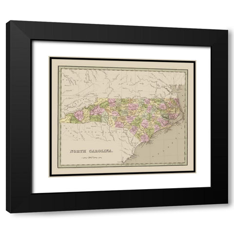 North Carolina - Goodrich 1841 Black Modern Wood Framed Art Print with Double Matting by Goodrich