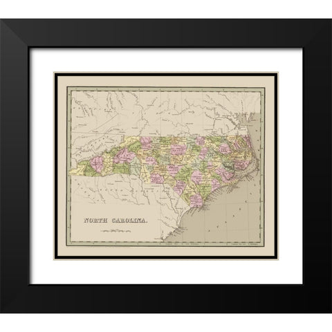 North Carolina - Goodrich 1841 Black Modern Wood Framed Art Print with Double Matting by Goodrich