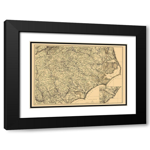 North Carolina - Lindenkohl 1865 Black Modern Wood Framed Art Print with Double Matting by Lindenkohl
