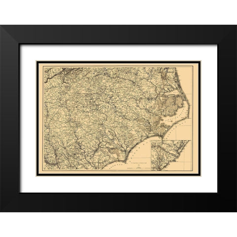 North Carolina - Lindenkohl 1865 Black Modern Wood Framed Art Print with Double Matting by Lindenkohl