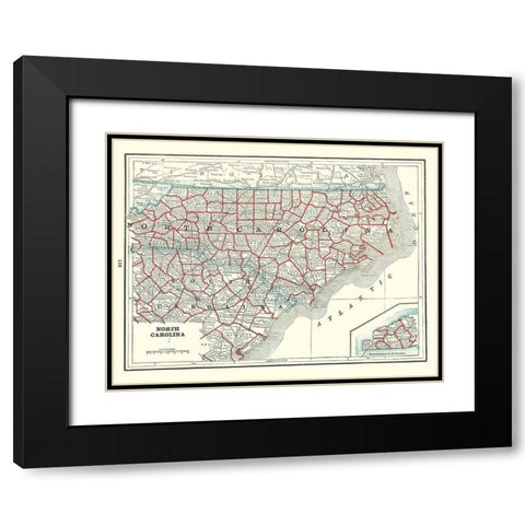 North Carolina - Rathbun 1893 Black Modern Wood Framed Art Print with Double Matting by Rathbun